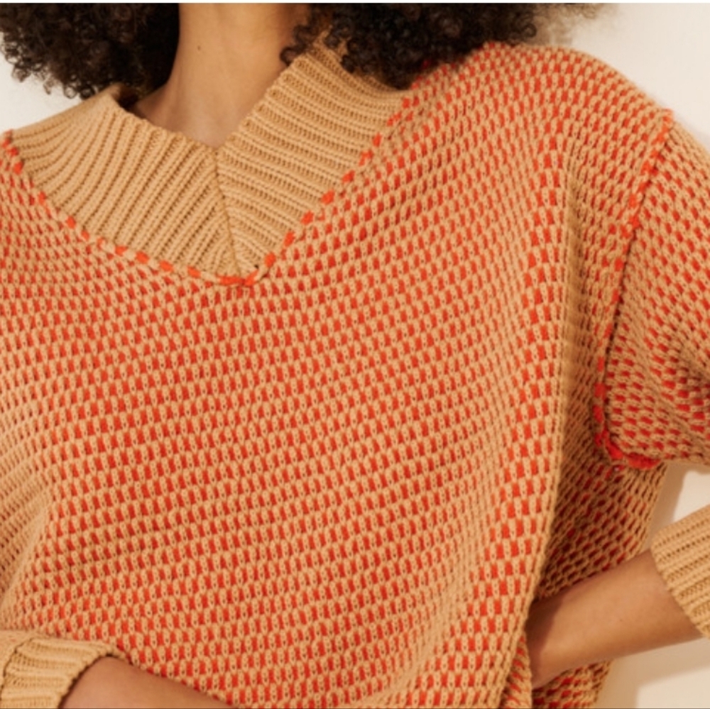 Free People Oversized Maisie Sweater Tangerine Size Small NWT$148 Rare Color - Picture 11 of 13